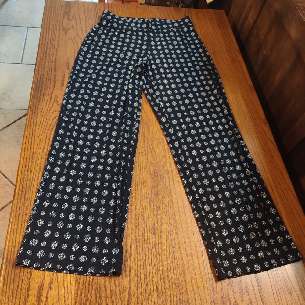 Vince Camuto Small Casual Stretch Wide-Leg Pants Lightweight Travel Pull On Blue - Picture 2 of 6